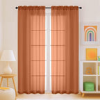 Orange Sheer Curtains for Window 72 inches Long 2 Panels Set, Soft Airy Modern by Home