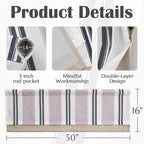 jinchan Striped Linen Curtain 18 Inch Window Treatment - Image 6