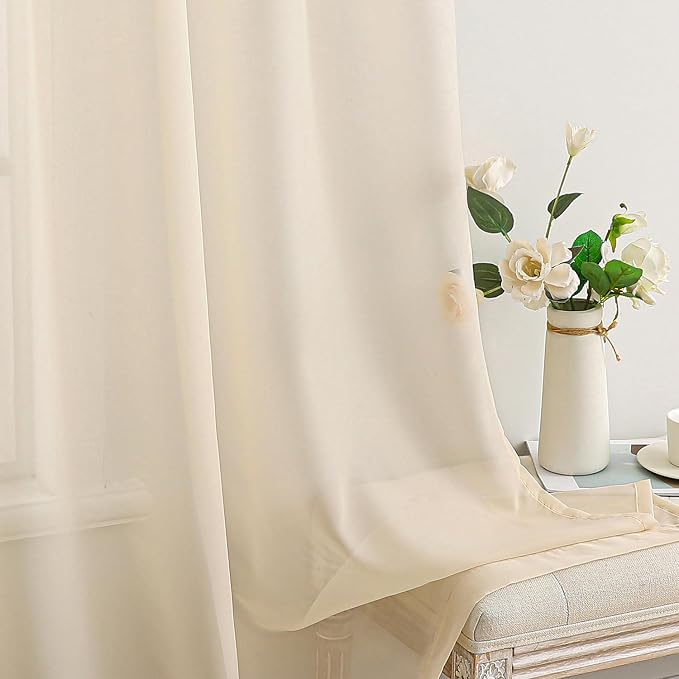 MIULEE 2 Panels Solid Color Sheer Window Curtains Elegant Window Voile - Image 4