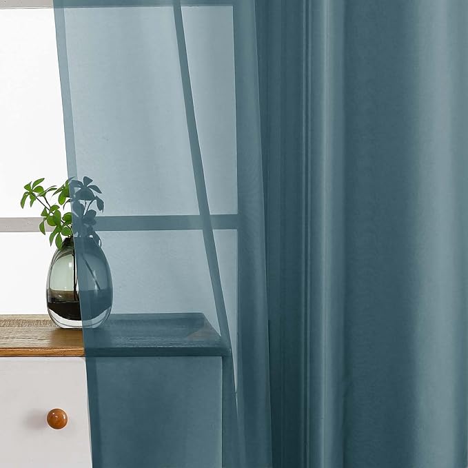 Valances for Windows 14 inch Length 2 Panels, Small Voile Sheer Curtains for - Image 4