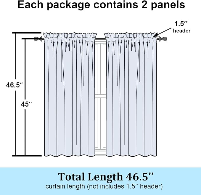 Simplebrand Chocolate Semi Sheer Curtains 45 Inch Length 2 Panels, Geometric - Image 7