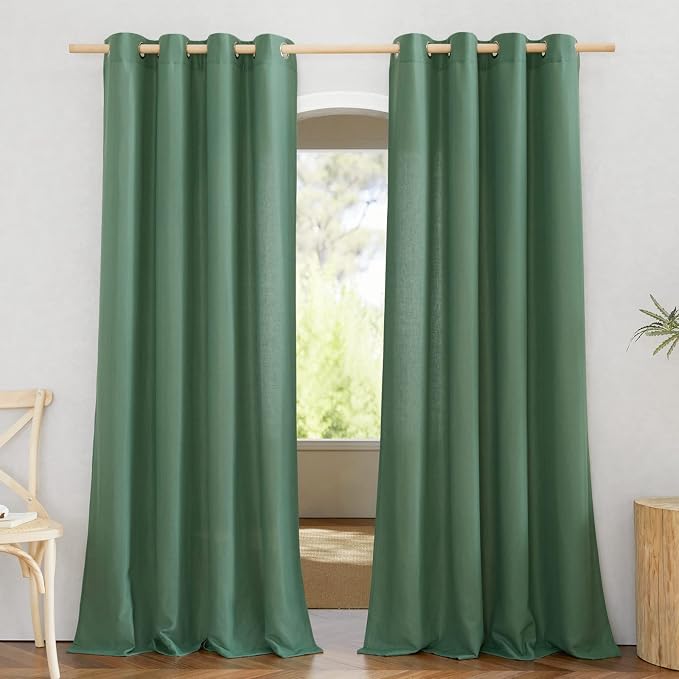 NICETOWN Linen Flax Semi Sheer Curtains 92" Length, Grommet Window Treatments by NICETOWN