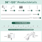 VOIIY White Curtain Rods for Windows 66 to 120 Inch, Size:36-120 Inch - Image 8