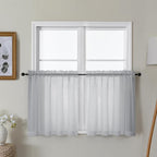 Gwine Light Grey Sheer Curtain Tiers 24 Inch Length, Light Filtering Voile by Gwine