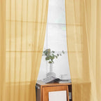 youleyar Solid Sheer Rod Pocket Curtain Voile Draperies 2 Panels White Beige - Image 8