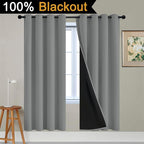 Yakamok Dove Grey 100% Blackout Curtains, Thermal Insulated Total Blackout - Image 2