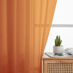 Orange Sheer Curtain for Bedroom Living Room 72 Inches Long 2 Panels Set - Image 6