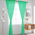 SpaceDresser Basic Rod Pocket Sheer Voile Window Curtain Panels Grass Green 1 - Image 2