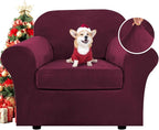 H.VERSAILTEX Rich Velvet Stretch 2 Piece Cover Chair Slipcover Sofa Cover by HVERSAILTEX
