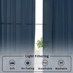 Aiyufneg Navy Blue Sheer Curtains 36 inches Long, Short Kitchen Window - Image 7