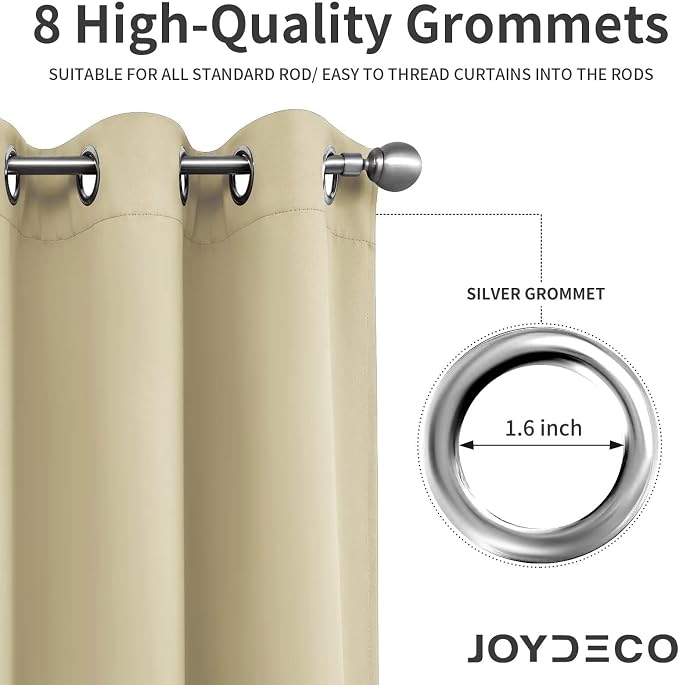 Joydeco Beige Custom Solid Single Blackout Curtain - Image 5