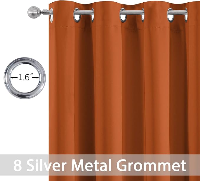 Yakamok Soft and Smooth Orange Blackout Curtains - Image 3