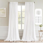 MIULEE Pure White Back Tab Blackout Curtains 120 Inch Long 2 Panels Set by MIULEE