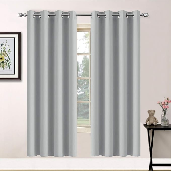 Yakamok Soft Room Darkening Light Gray Blackout Curtains Thermal Insulated by Yakamok