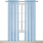 DWCN Sky Blue Sheer Curtains Semi Transparent Voile Rod Pocket Curtains - Image 9