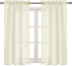 DWCN Ivory Sheer Curtains Semi Transparent Voile Rod Pocket Curtains - Image 9