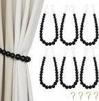 Hion 6 Pcs Boho Curtain Tiebacks, Wood Beads Curtain Holdbacks, Outdoor by Hion