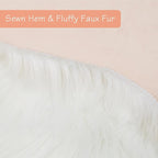 duduta White Faux Sheepskin Round Rug 4x4 ft, Fluffy Shag Fur Bedroom Nursery - Image 3