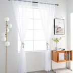 youleyar Sheer Rod Pocket Curtain Voile Draperies 2 Panels White Beige Black - Image 2