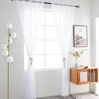 youleyar Sheer Rod Pocket Curtain Voile Draperies 2 Panels White Beige Black - Image 2
