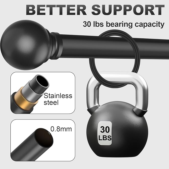 Black Curtain Rods for Bedroom - Image 2