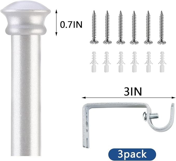 Curtain Rods 2 Pack 5/8 inch Silver Curtain Rods - Image 5