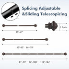 Curtain Rods for Windows 36-78 inch, 5/8 inch Bronze Curtain Rod - Image 4