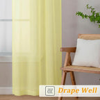 Gwine Light Yellow Sheer Kitchen Curtains 36 Inch Length - Image 7