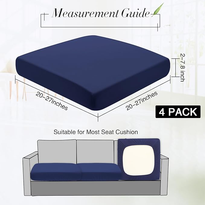 Newwiee Set of 4 Stretch Patio Cushion Covers Sofa Couch Seat Chair Slipcovers - Image 2