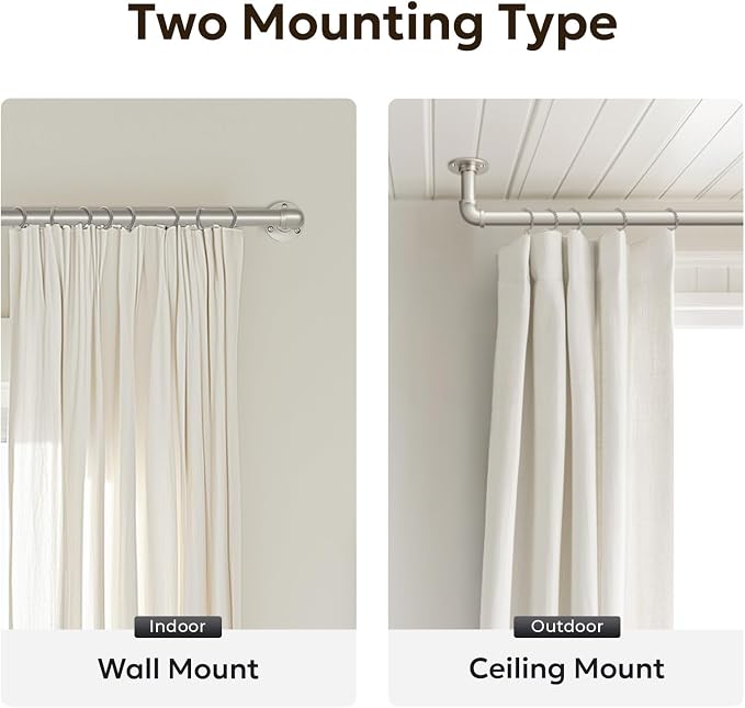 Zeerobee Curtain Rods for Windows 120 to 240, 1 Inch Industrial Wrap Around - Image 5