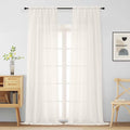 Ivory Sheer Curtains for Window 96 Inches Long 2 Panels Set, Soft Airy Light by Home