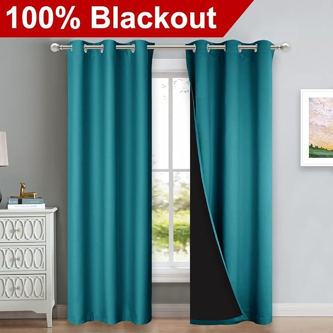 NICETOWN Full Shade Curtain Panels, Forest Green, Pair of Thermal Insulated & - Image 2