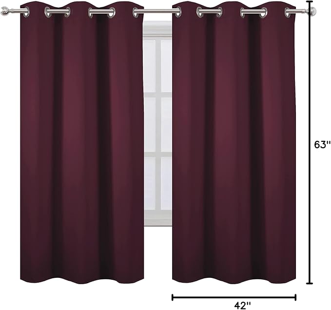 LEMOMO Burgundy Red Blackout Curtains 42 x 63 Inch Length/Set of 2 Curtain - Image 10
