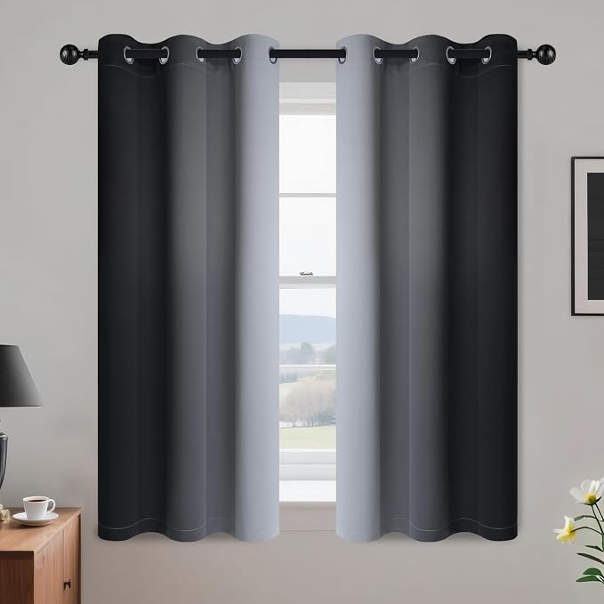 Yakamok Room Darkening Ombre Curtains 54 Inch Length, Light Blocking Grommet by Yakamok