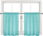 DWCN Aqua Sheer Curtains Semi Transparent Voile Rod Pocket Curtains by DWCN
