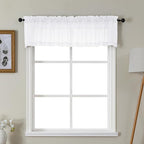 Gwine White Valances for Windows, Small Light Filtering Rod Pocket Cafe Valance by Gwine