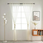 SpaceDresser Ivory Sheer Curtains 4 Panels Rod Pocket Semi-Sheer Curtain 45 - Image 3