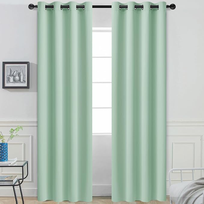 Yakamok Green Curtains 84 Inches Length Blackout Curtain by Yakamok