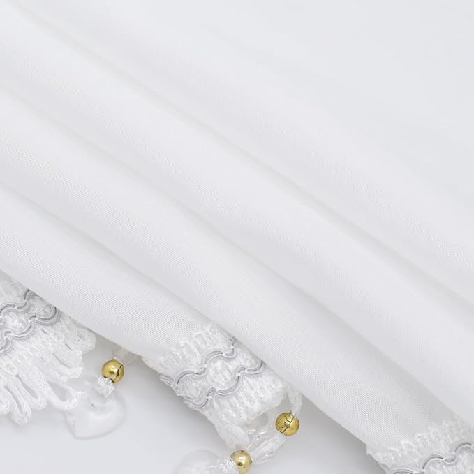 Molaxhome Swag Curtain 51 inch Length Rod Pocket Scalloped Curtain Valance - Image 9