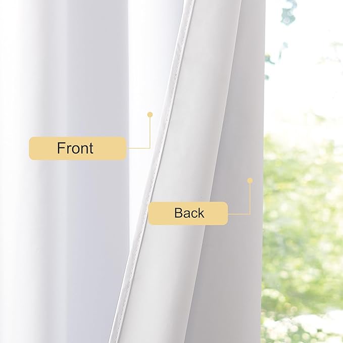 NICETOWN 100% Blackout White 120 inch Long Curtains - Image 5