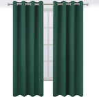 LEMOMO Blackout Curtains 52 x 90 Inch Long Dark Green Curtains Set of 2 Panels - Image 2