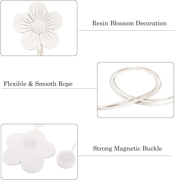 Lewondr Vintage Magnetic Curtain Tieback, 1 Pair Resin Flower Curtain Drapery - Image 3