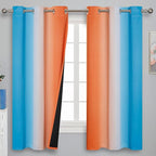 Ombre Orange and Blue Curtains 63 Inch Length 2 panels, Total Blackout Curtains - Image 2