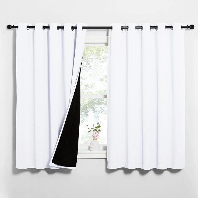 NICETOWN White 100% Blackout Lined Curtains, 2 Thick Layers Completely Blackout by NICETOWN