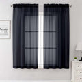 Lecloud Black Sheer Curtains 68 Inch Length 2 Pcs, Light Filtering Rod Pockets by Lecloud