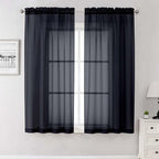 Lecloud Black Sheer Curtains 68 Inch Length 2 Pcs, Light Filtering Rod Pockets by Lecloud