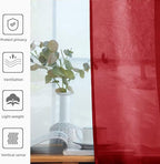 youleyar Solid Sheer Rod Pocket Curtain Voile Draperies 2 Panels White Beige - Image 4
