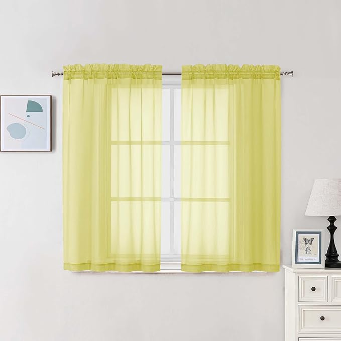 Chyhomenyc Sheer Curtains 63 Inch Length 2 Panels Set, Light Filtering Rod by Chyhomenyc