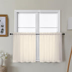 Gwine Cream Sheer Curtain Tiers 24 Inch Length 2 Panels, Light Filtering Voile by Gwine