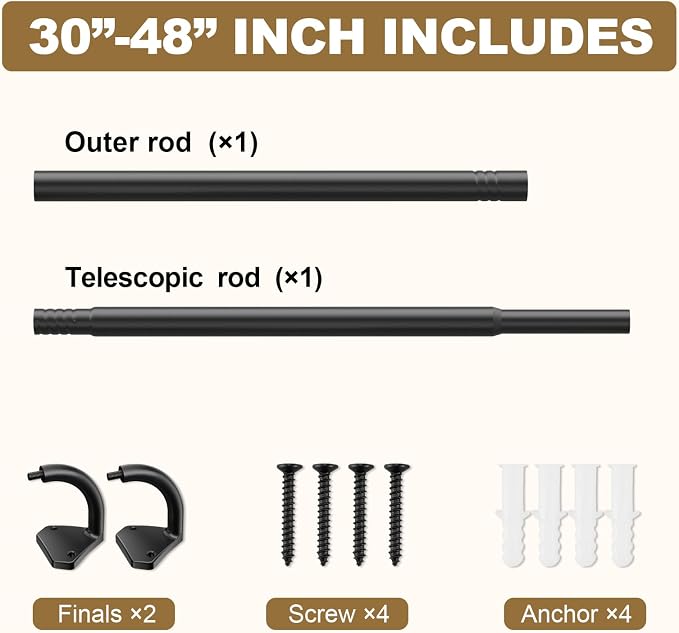 GXOACKJ Black Wrap Around Curtain Rods - Image 5